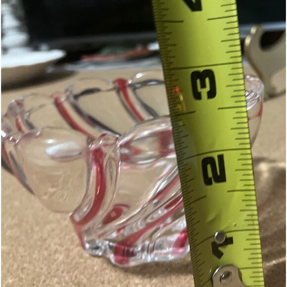Mikasa Thick Art Glass Red Peppermint Swirl Candy Dish Dip Bowl 4x3' - Picture 12 of 13